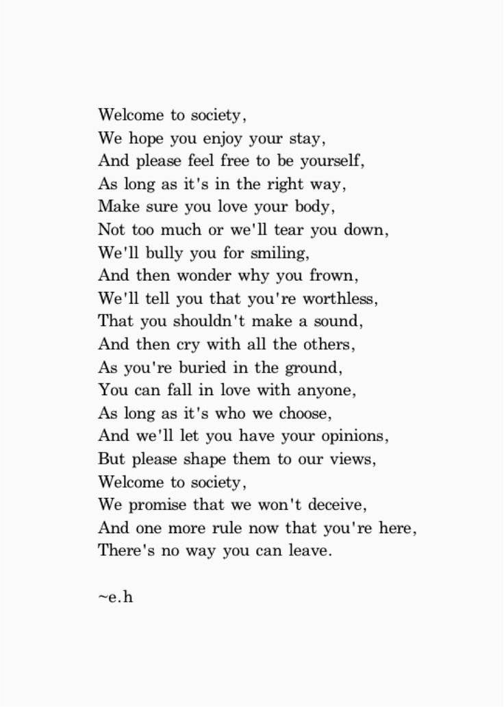 Welcome To Society, By Erin Hanson | A Million Beautiful Pieces